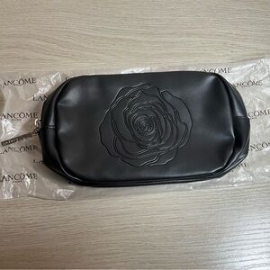 Lancome Black Cosmetic Makeup Perfume Gift Bag Rose Design Zipper